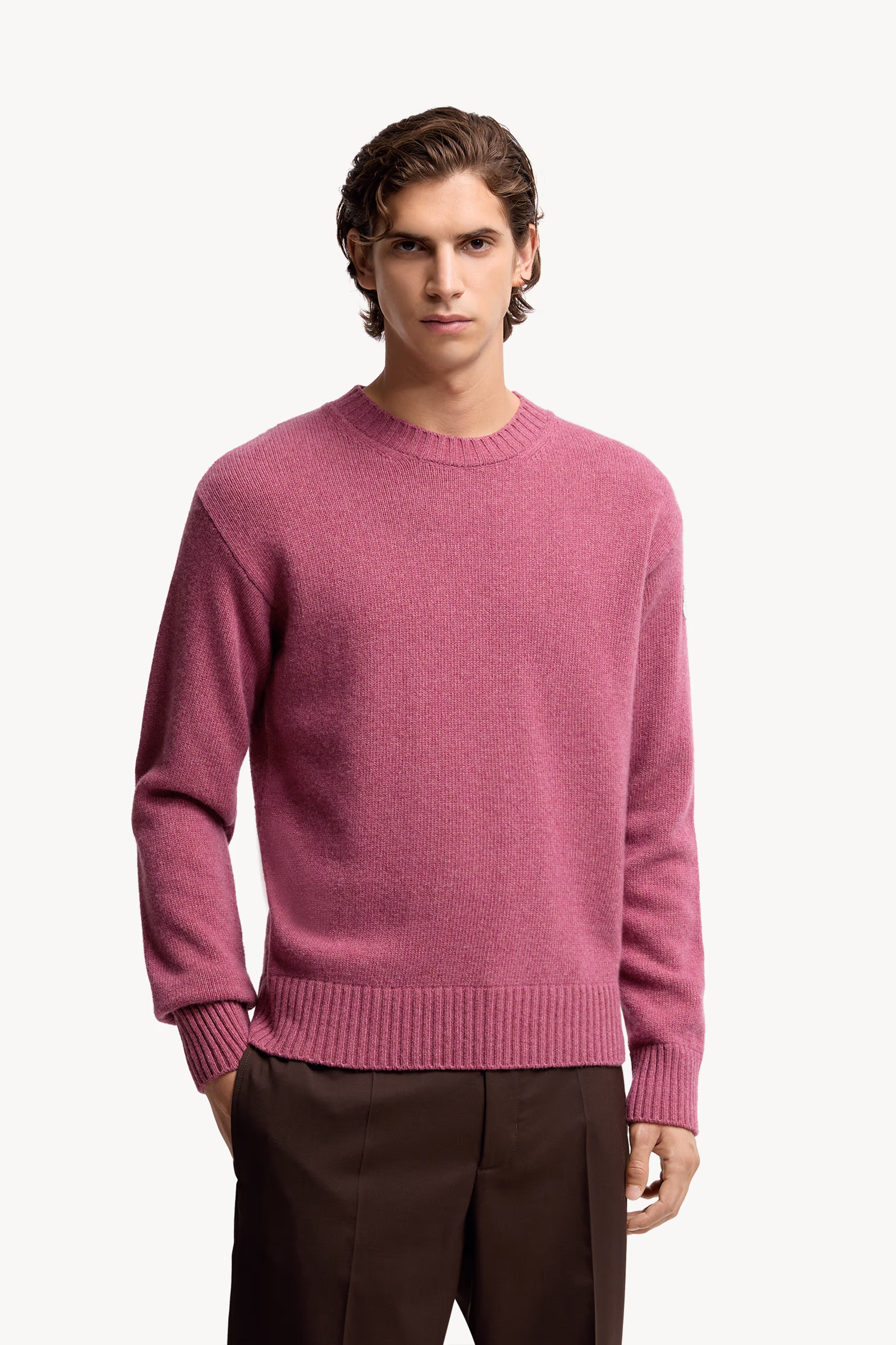 Monogram Wool & Cashmere Sweater Men Pink Moncler 3